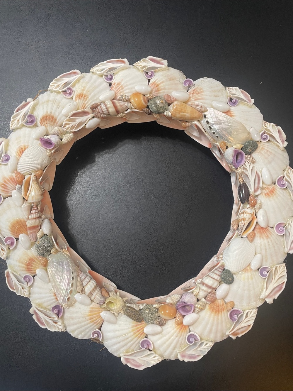 Handmade Seashell Wreath - Cream & Pink Coastal Home Accent NWOT 13x13 NICE 😊